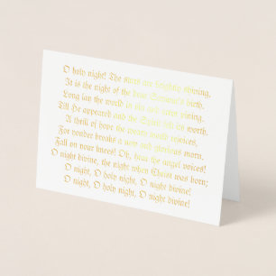 O Holy Night Texte Foil Christmas Card Folienkarte