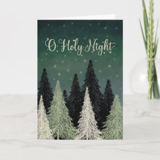 O Holy Night Trees Stars Sky Karte
