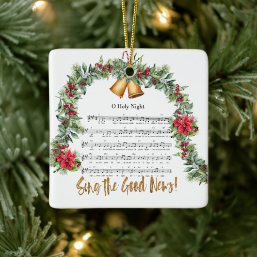 O HOLY NIGHT Vintage Weihnachtskrippe Hymne Keramikornament (Baum)