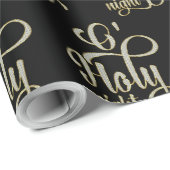 O Holy Nights White Glitzer Typografie Muster Geschenkpapier (Rolleneckpunkt)