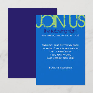 O Initial Collection Bar Bat Mitzvah Party Card Einladung