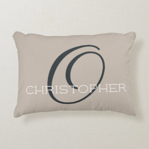 O Initial Neutral Tan Taupe Personalisiert Name Dekokissen