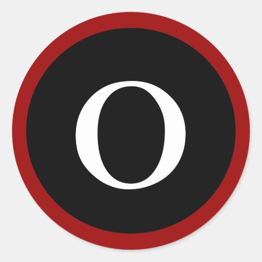 O: Initial O Letter O Red, White & Black Stickers (Vorderseite)