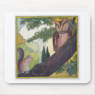 O ist die alte Eule, die in einem Baum sitzt Mousepad