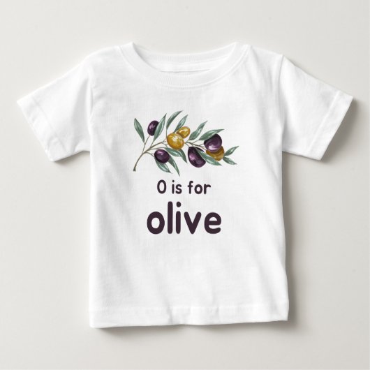O ist für OLIVE Green Veggie Alphabet O Baby T-shirt (Vorderseite)