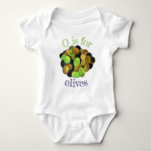 O ist für OLIVES Mediterranean Black Green Mixed Baby Strampler (Vorderseite)
