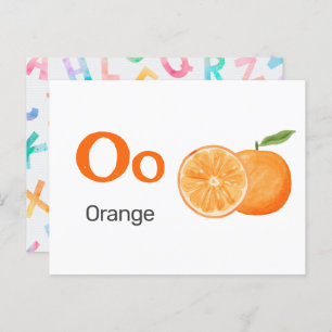 O ist für Orange - Alphabet Flash Card Postkarte