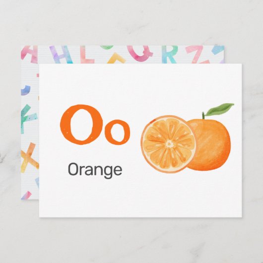O ist für Orange - Alphabet Flash Card Postkarte (Vorne/Hinten)