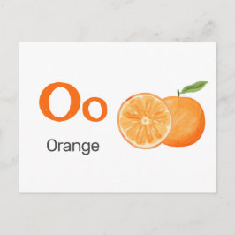 O ist für Orange - Alphabet Flash Card Postkarte