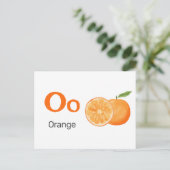 O ist für Orange - Alphabet Flash Card Postkarte (Stehend Vorderseite)