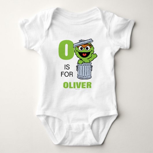 O ist für Oscar der Grouch | Name hinzufügen Baby Strampler (Vorderseite)