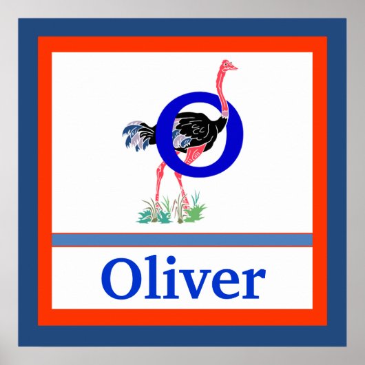 O ist für Strauß und Bohnenname Wall Art für Kinde Poster (Vorne)