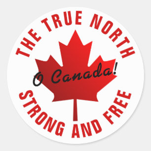 O Kanada! True North Strong and Free Maple Leaf Runder Aufkleber