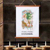 O komm, komm, Emmanuel Advent Wandteppich Mit Holzrahmen