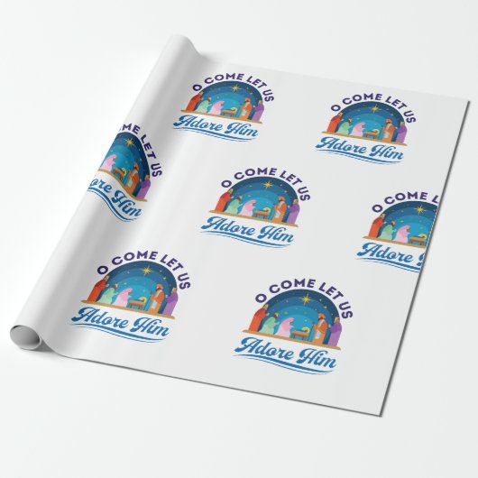 O Komm Lass uns Adore Ihm Weihnachten Christlich J Geschenkpapier (Ungerollt)