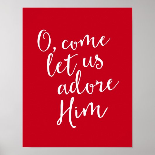 O Komm Lass uns Adore Ihm Weihnachtsdruck Poster (Vorne)