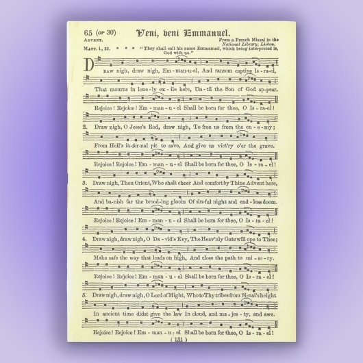 "O komm, o komm, Emmanuel, Magnetkarte