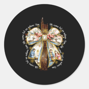 O kommt lasst uns ihn anbeten Christ Jesus Weihnac Runder Aufkleber