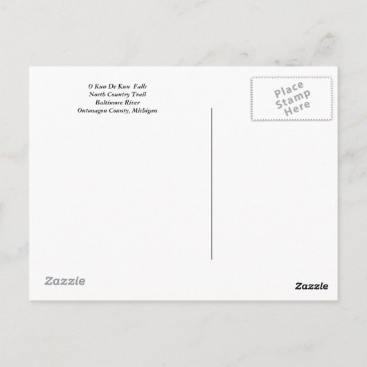 O Kun De Kun Falls Postkarte (Rückseite)