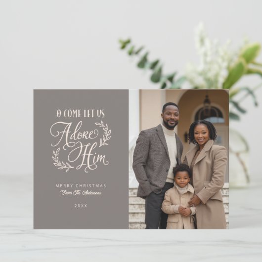 O Lass uns Adore Ihm Foto Weihnachten (Stehend Vorderseite)