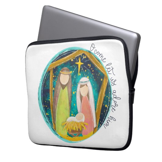 O Lass uns Adore Ihm Laptopschutzhülle (Vorderseite Links)