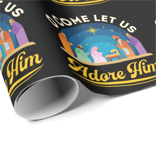 O Lass uns Adore Ihm Weihnachten der Geburt Geschenkpapier (Rolleneckpunkt)