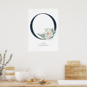 O Letter Monogram Weiße Blume und Grüne Poster (Küche)