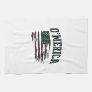 O’Merica Vintage-Flag-Shirt-Design mit Absicht bes Geschirrtuch