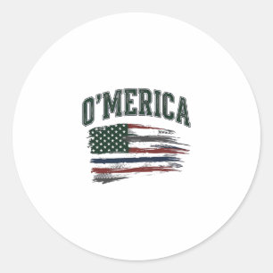 O’Merica Vintage-Flag-Shirt-Design mit Absicht bes Runder Aufkleber