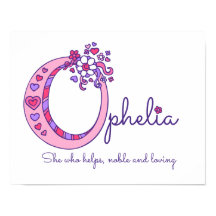 O Monogram Art Ophelia Girls Name bedeutet Plakat