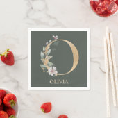 O Monogram Floral Personalisiert Napkins Serviette (Beispiel)