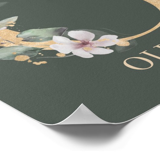 O Monogram Floral Personalisiert Poster (Ecke)