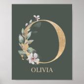 O Monogram Floral Personalisiert Poster (Vorne)