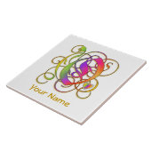 O Monogram, Ihr Name "Gothic Rainbow" Keramik Tile Fliese (Seite)