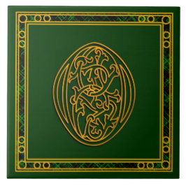 O Monogram "Irish Gold on Green" Keramik Tiles Fliese