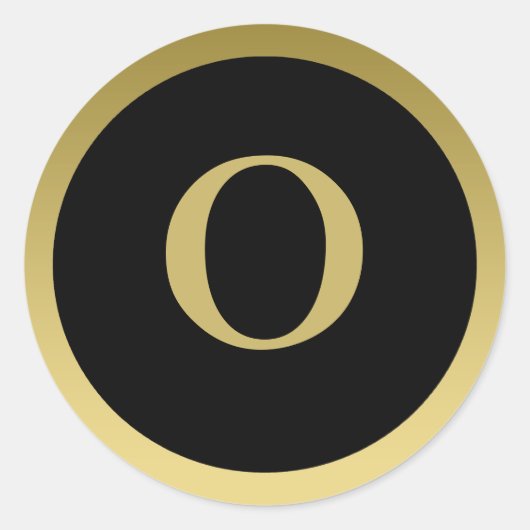 O: Monogram O Elegant Gold und Black Sticker (Vorderseite)
