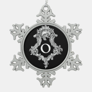 O Monogramm Anfangs-Ornament Schneeflocken Zinn-Ornament
