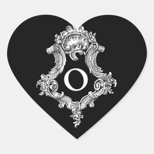 O Monogramm Anfangsbuchstabe Herz-Aufkleber (Vorderseite)