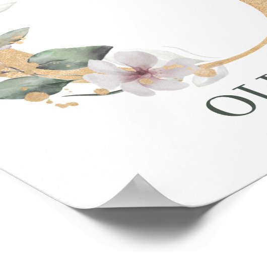 O Monogramm Floral Personalisiert Poster (Ecke)