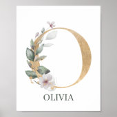 O Monogramm Floral Personalisiert Poster (Vorne)