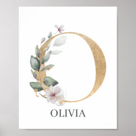 O Monogramm Floral Personalisiert Poster