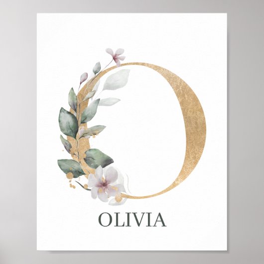 O Monogramm Floral Personalisiert Poster (Vorne)