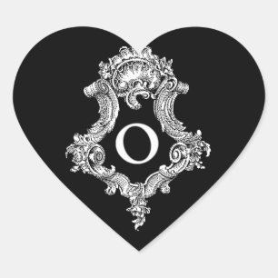 O Monogramm Herz-Aufkleber