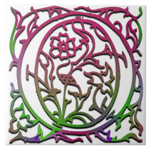 O Monogramm Keramik Besque Garden Fliese (Vorderseite)