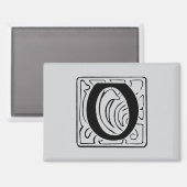 O Monogramm schwarz Magnet (Vorderseite/Rückseite)