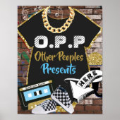 O.P.P Hip Hop Blue|Gold Gift Table Sign Poster (Vorne)