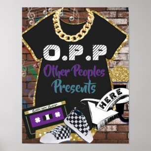 O.P.P Hip Hop Lila Türkis Süßes Geschenktisch-Schi Poster