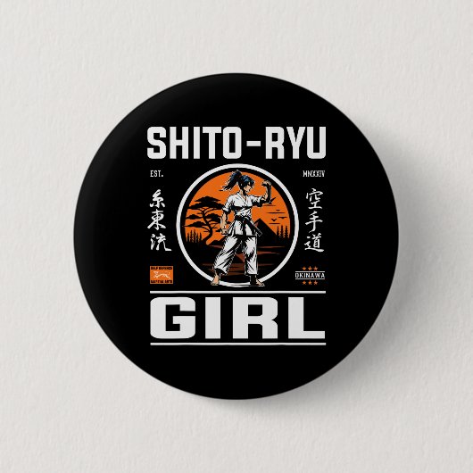 O Ryu Girl Präzision und Stil in Karate Design! Button (Vorderseite)