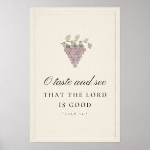 O Schmeckt und Seht Psalm 34,8 Küchen-Schrift-Kuns Poster