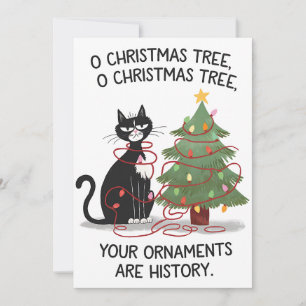O Tannenbaum deine Ornamente sind Geschichte Katze Einladung